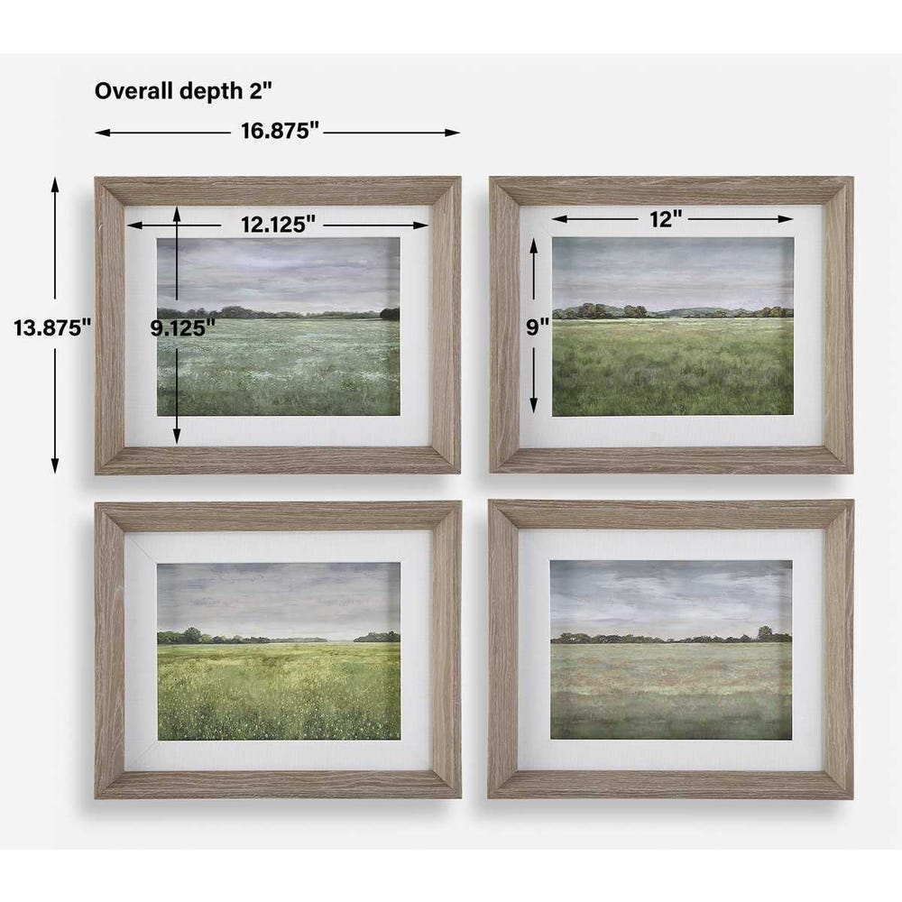 Quiet Meadows Framed Prints, Set of 4