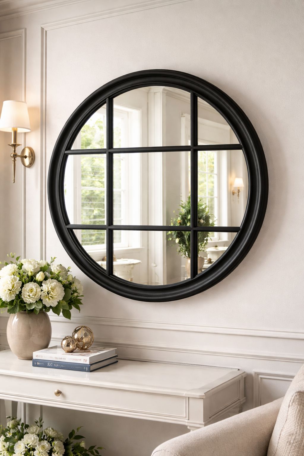 Round Black Window Mirror