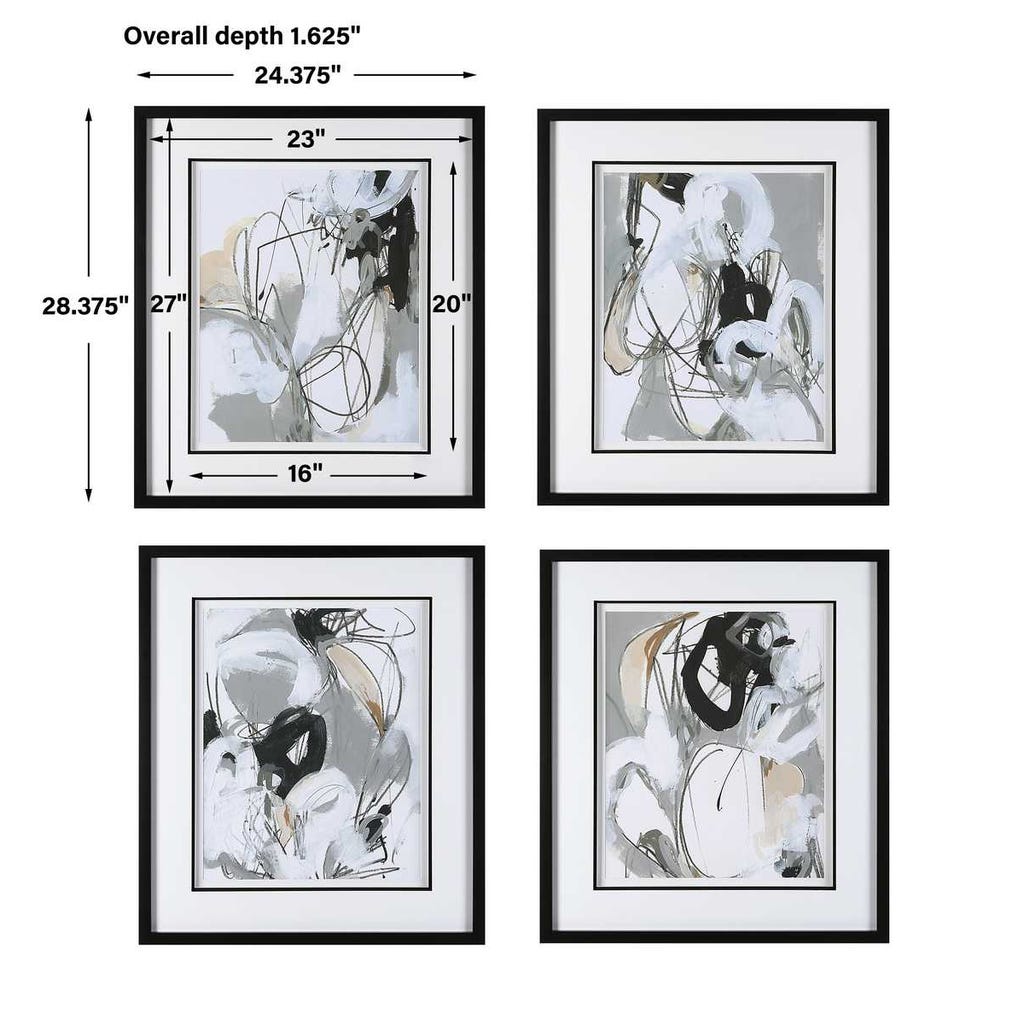 Tangled Threads Framed Prints, Set of 4