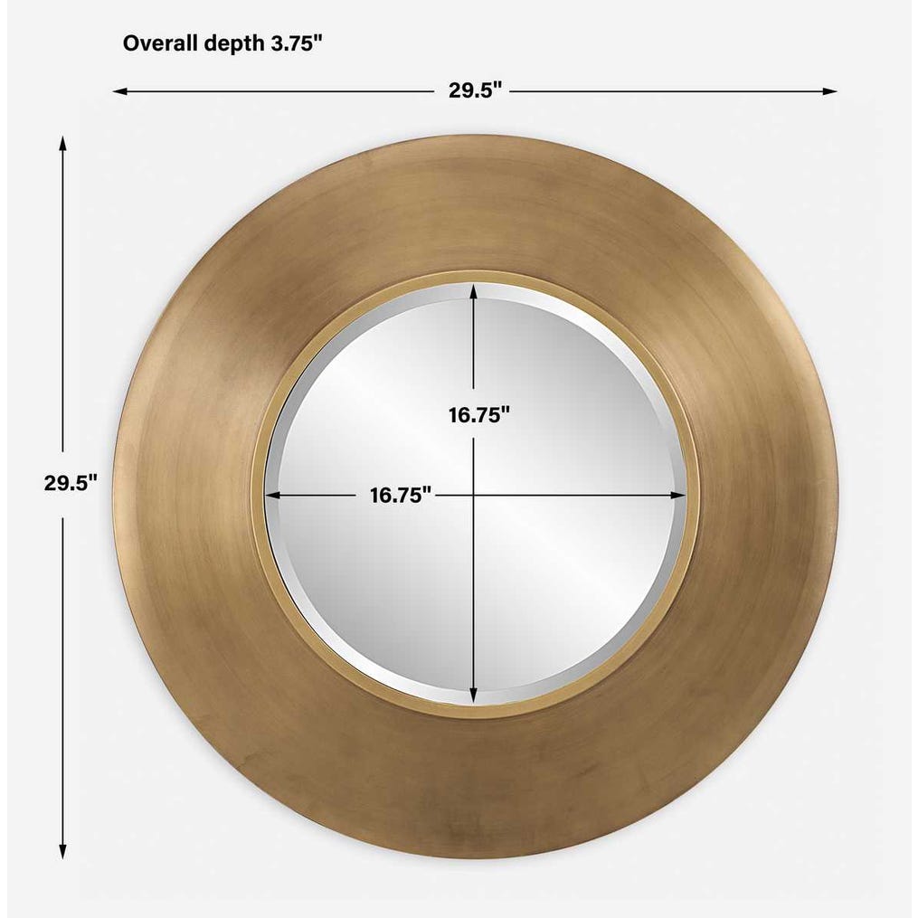 Contessa Wide Gold Round Wall Mirror – Luxury Brushed Metal Statement Mirror