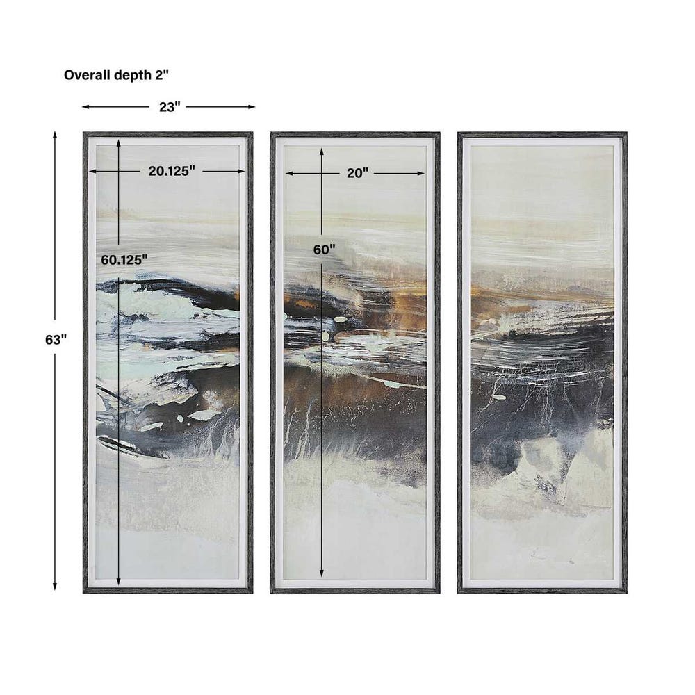 Graphite Horizon Framed Prints, Set of 3