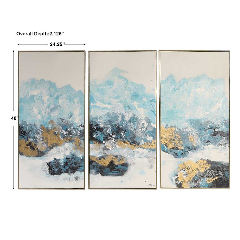 Crashing Waves Hand Painted Canvases, Set of 3
