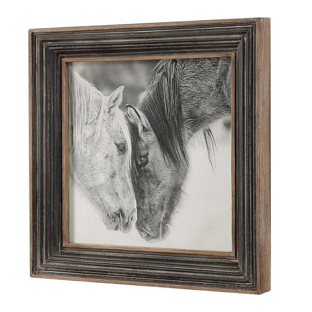 Custom Black and White Horses Framed Print