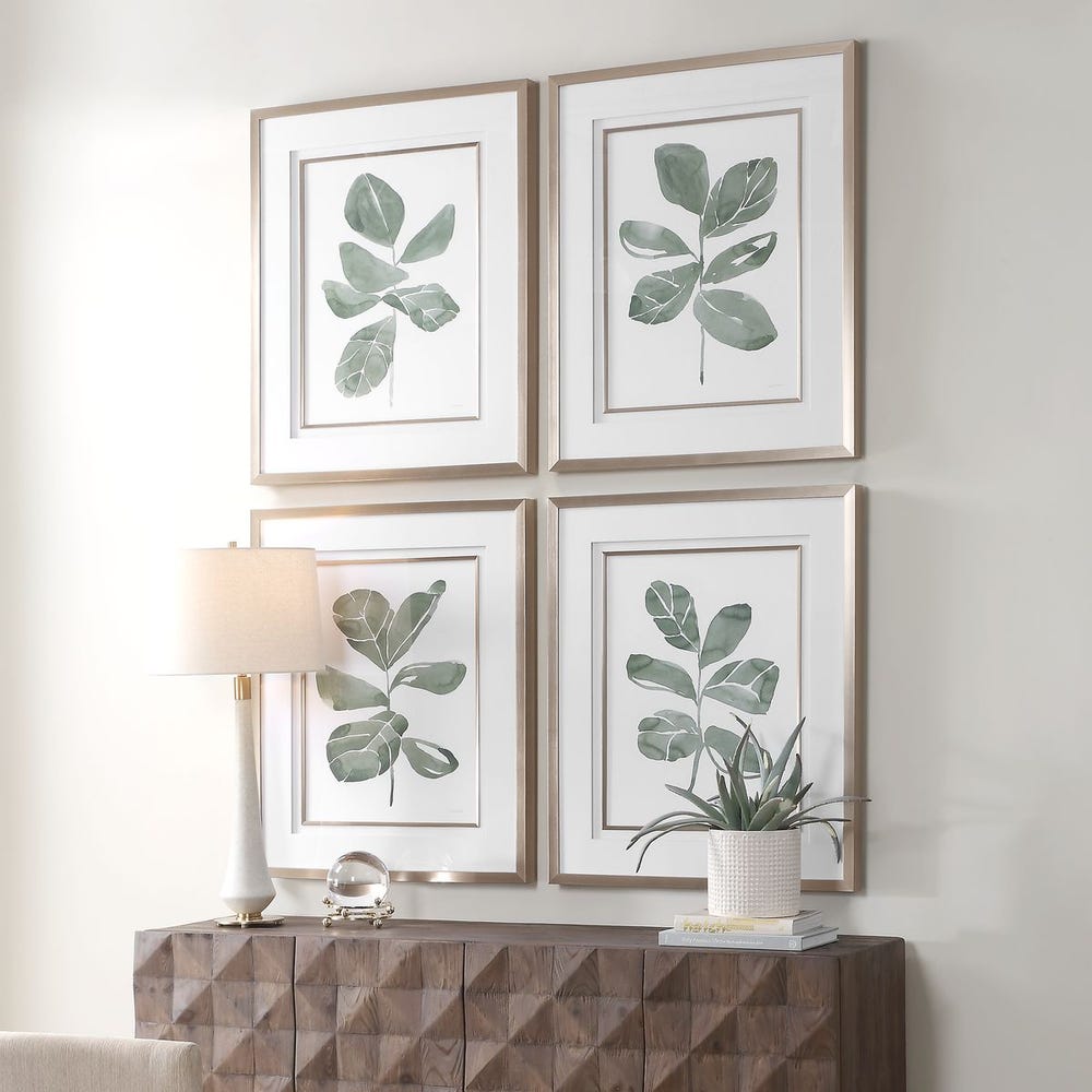 Fiddle Head Leaf Framed Prints Set of 4