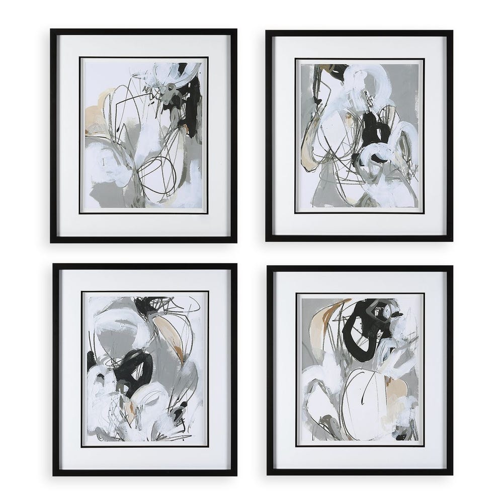 Tangled Threads Framed Prints, Set of 4
