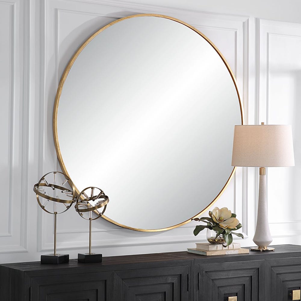 Junius Large Round Mirror, Gold – Advance Mirrors