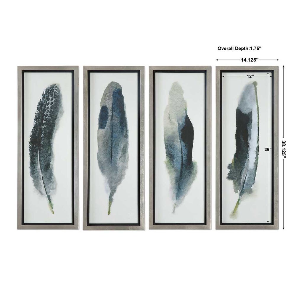 Feathered Beauty Framed Prints, Set of 4