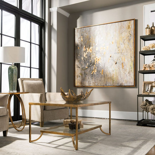 Golden Raindrops Hand Painted Canvas