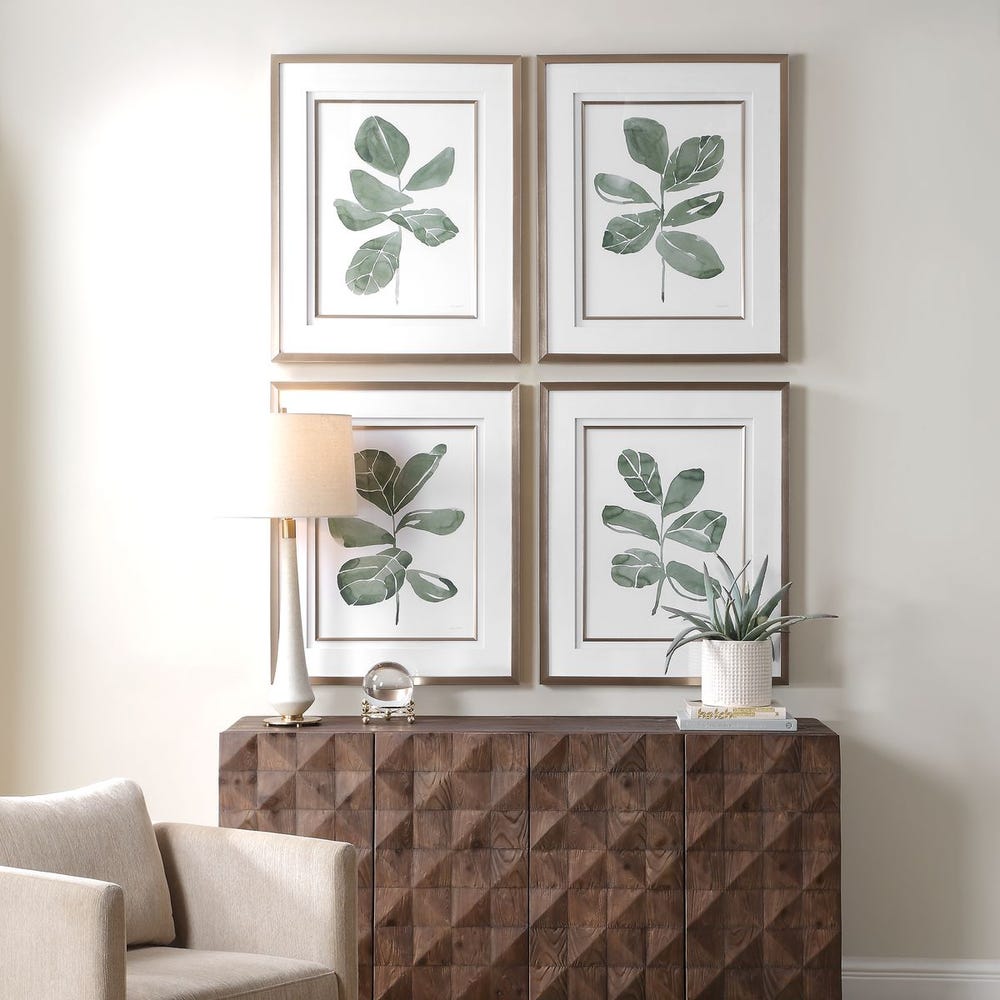 Fiddle Head Leaf Framed Prints Set of 4