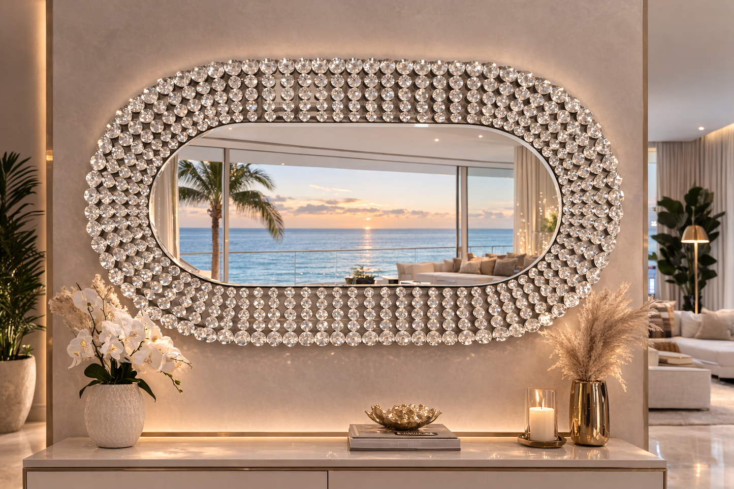 Luxury Crystal Oval Mirror