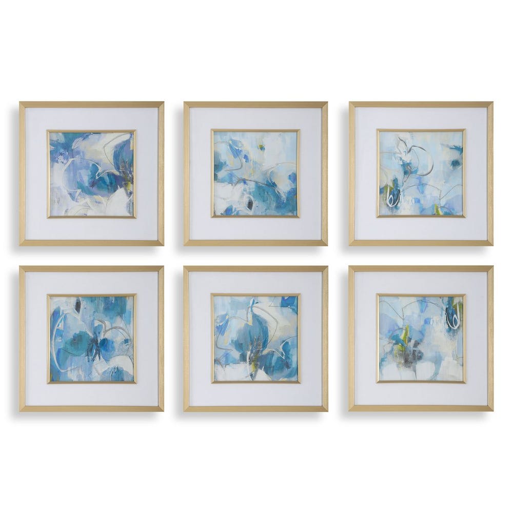Fresh Start Framed Prints, Blue, Set of 6