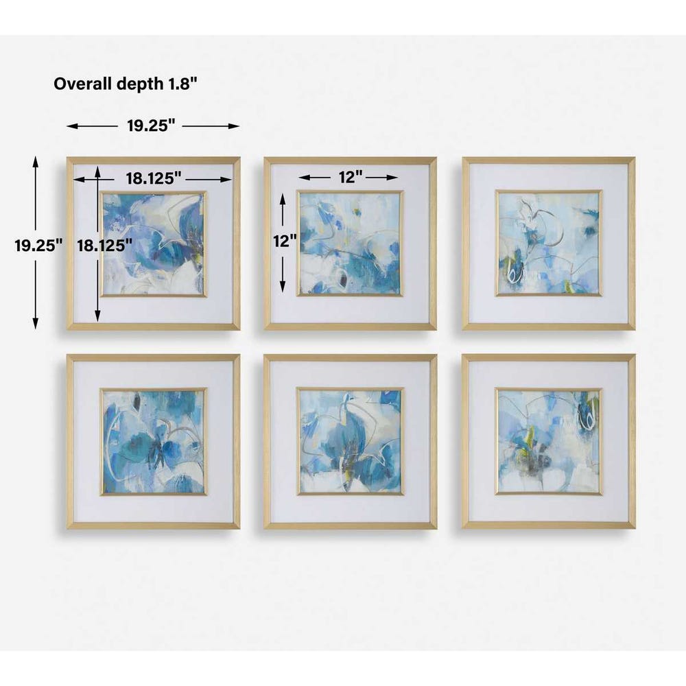 Fresh Start Framed Prints, Blue, Set of 6