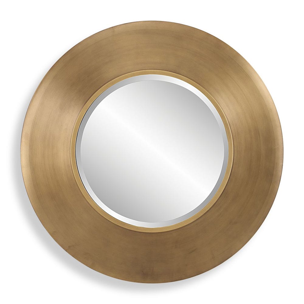 Contessa Wide Gold Round Wall Mirror – Luxury Brushed Metal Statement Mirror