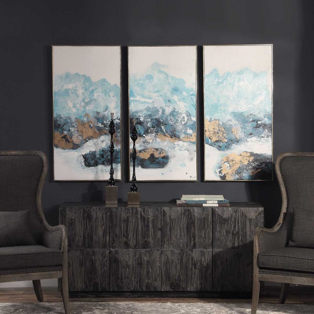Crashing Waves Hand Painted Canvases, Set of 3