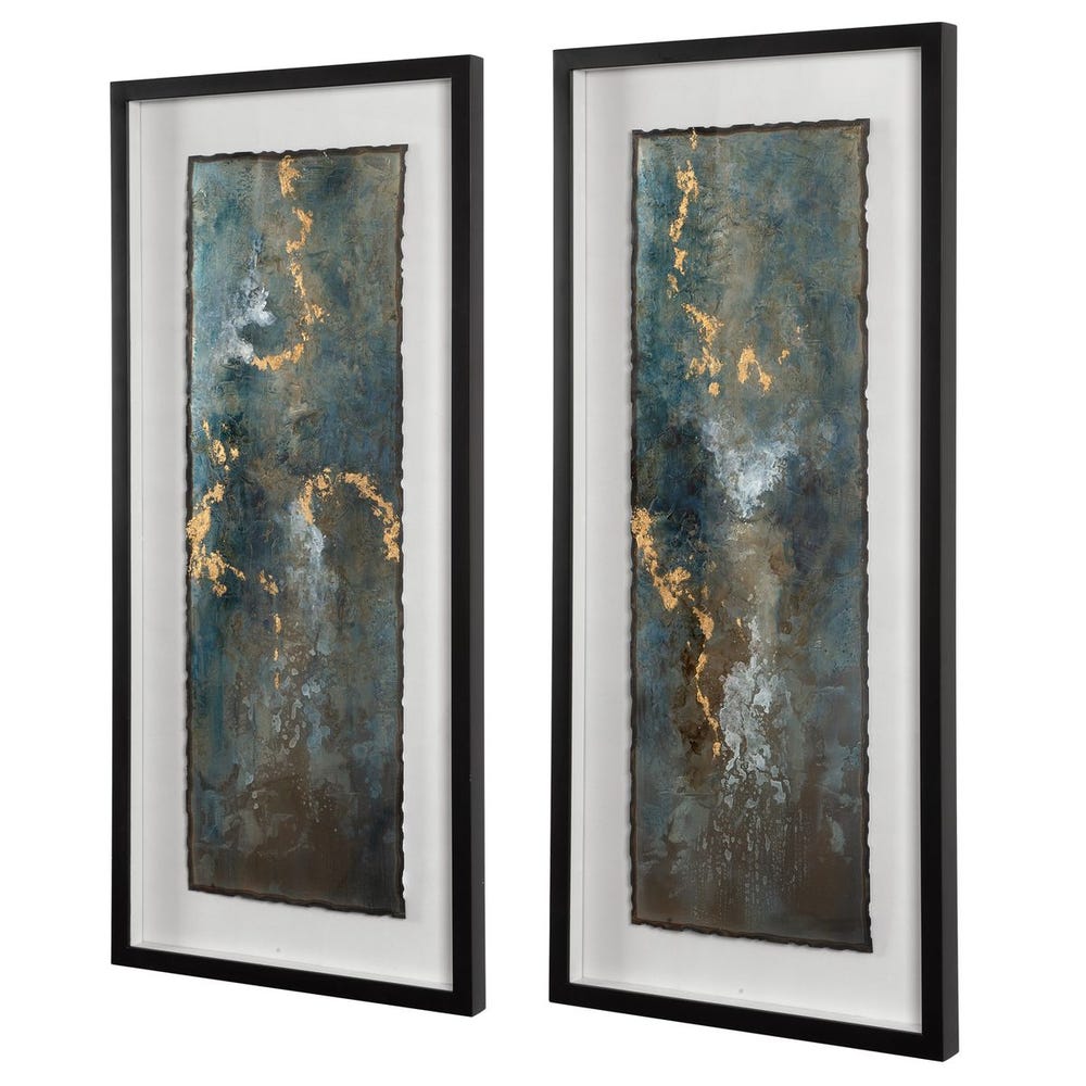 Glimmering Agate Framed Prints, Set of 2