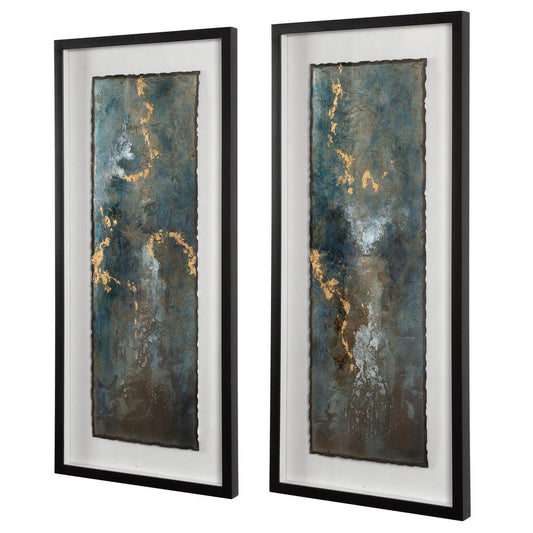 Glimmering Agate Framed Prints, Set of 2