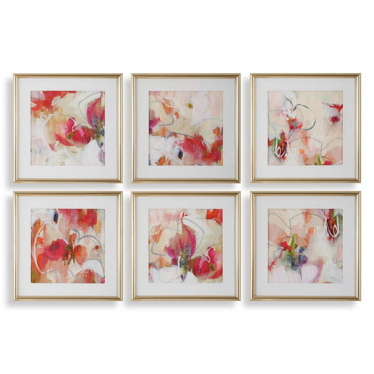 Fresh Start Framed Prints, Red, Set of 6