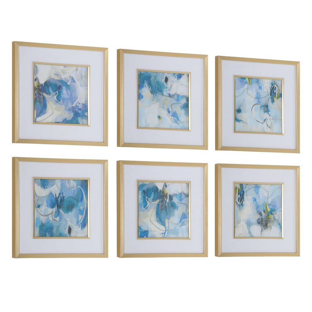 Fresh Start Framed Prints, Blue, Set of 6
