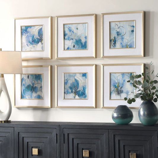 Fresh Start Framed Prints, Blue, Set of 6
