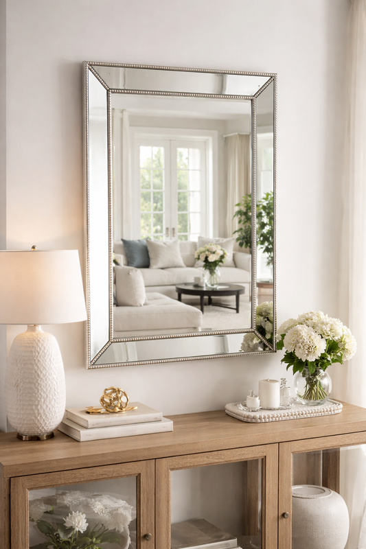 Beaded Wall Mirror – Elegant Bevelled Frame Mirror for Modern & Classic Interiors