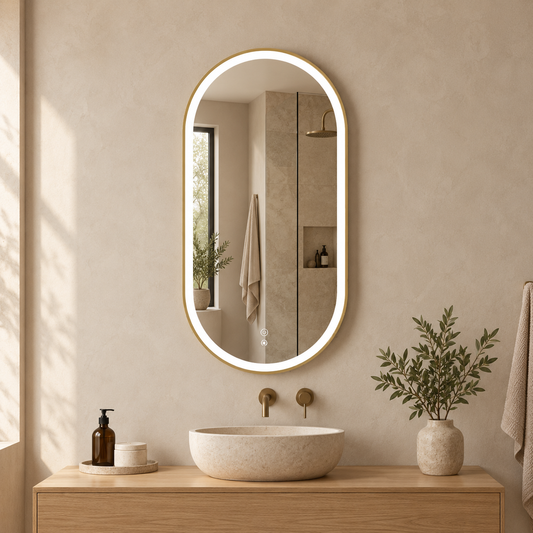 LED Gold Metal Frame Mirror 900H x 450W