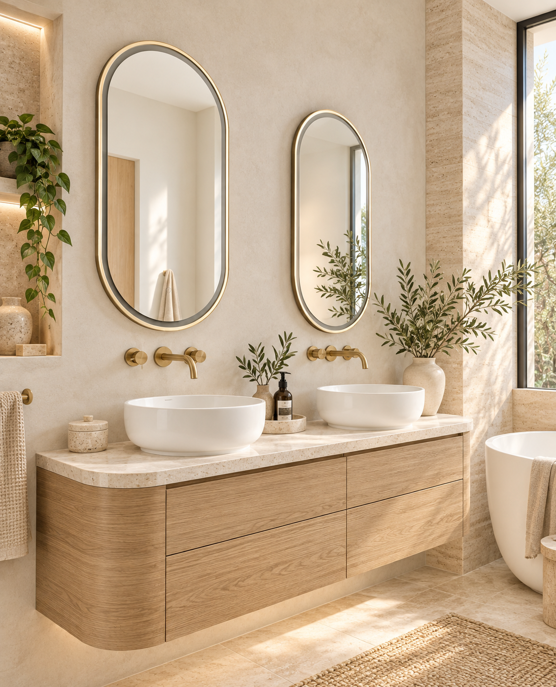 LED Gold Metal Frame Mirror 900H x 450W