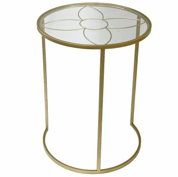 TABLE SET OF 2 WITH GLASS TOP