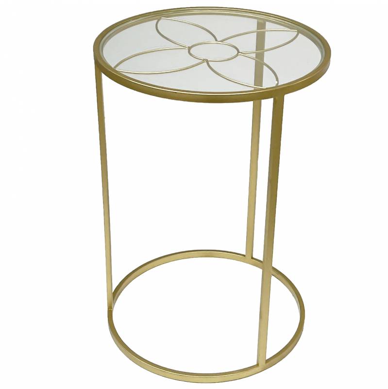 TABLE SET OF 2 WITH GLASS TOP