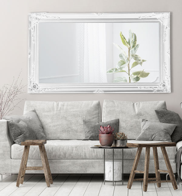 Ornate White Brushed Mirror