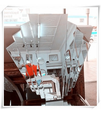 MODERN BEVELED EDGE FRAMELESS FAN ART MIRROR