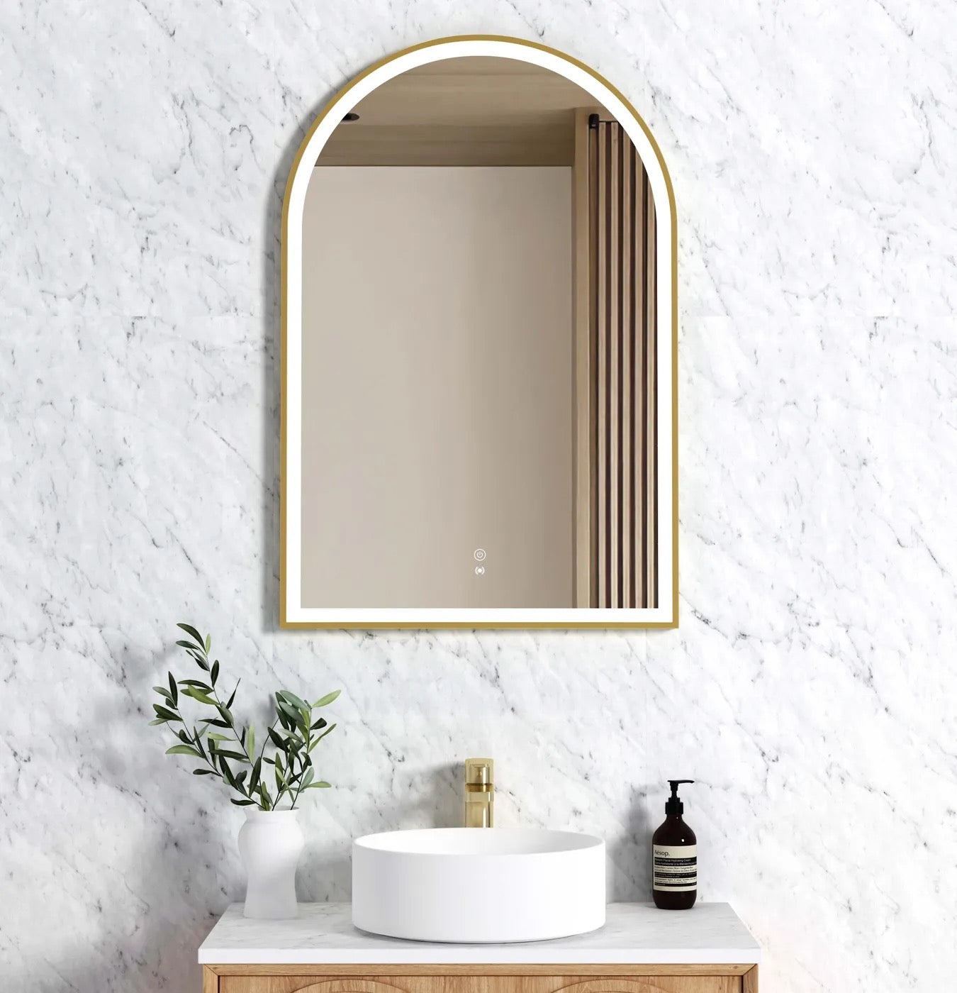 LED 900(H) X 600(W) Gold Metal Frame Mirror