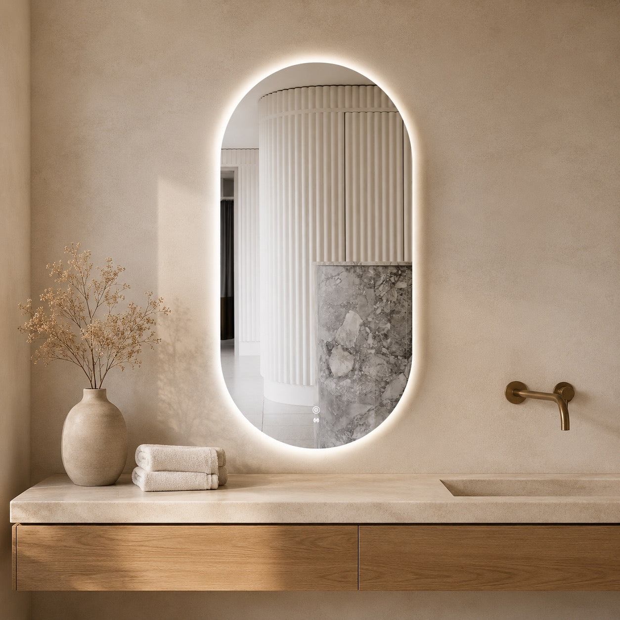 LED Oval Mirror Frameless 900(H) X 450(W)