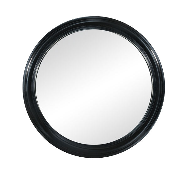 Round Black Wall Mirror - 90cm