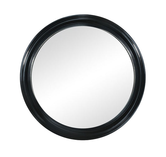 Round Black Wall Mirror - 90cm