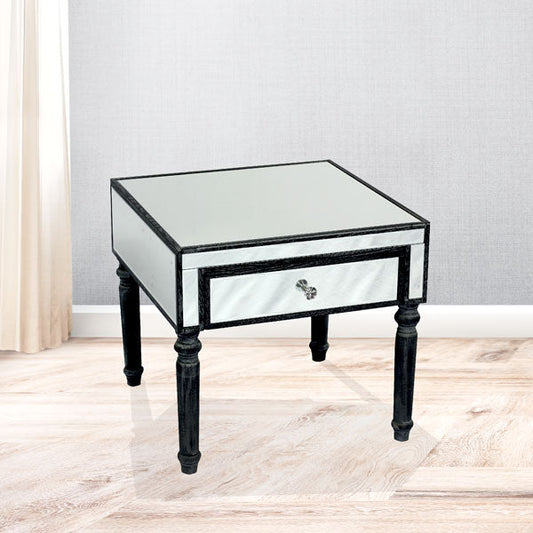 Adele Side Table Bevelled Glass Style in Black Colour