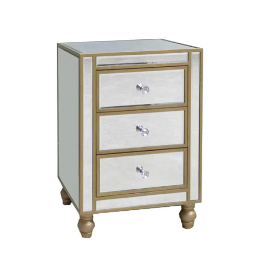 Adele Bedside Table Bevelled Glass Style Champagne Colour