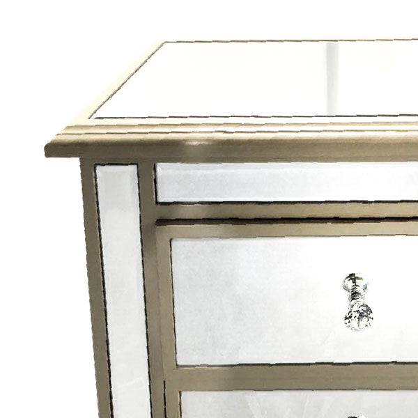 Manhattan Bedside Table Bevelled Glass Style in Champagne Colour