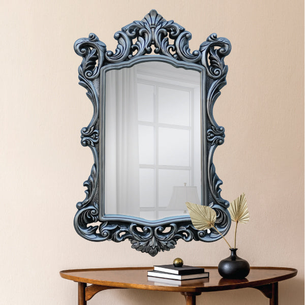 Ornate Mirror Antique Silver