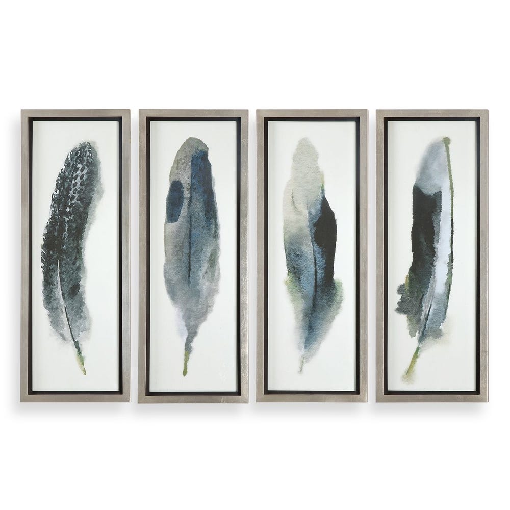 Feathered Beauty Framed Prints, Set of 4