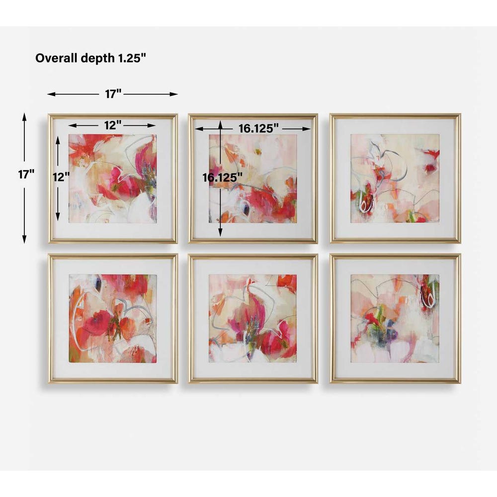 Fresh Start Framed Prints, Red, Set of 6