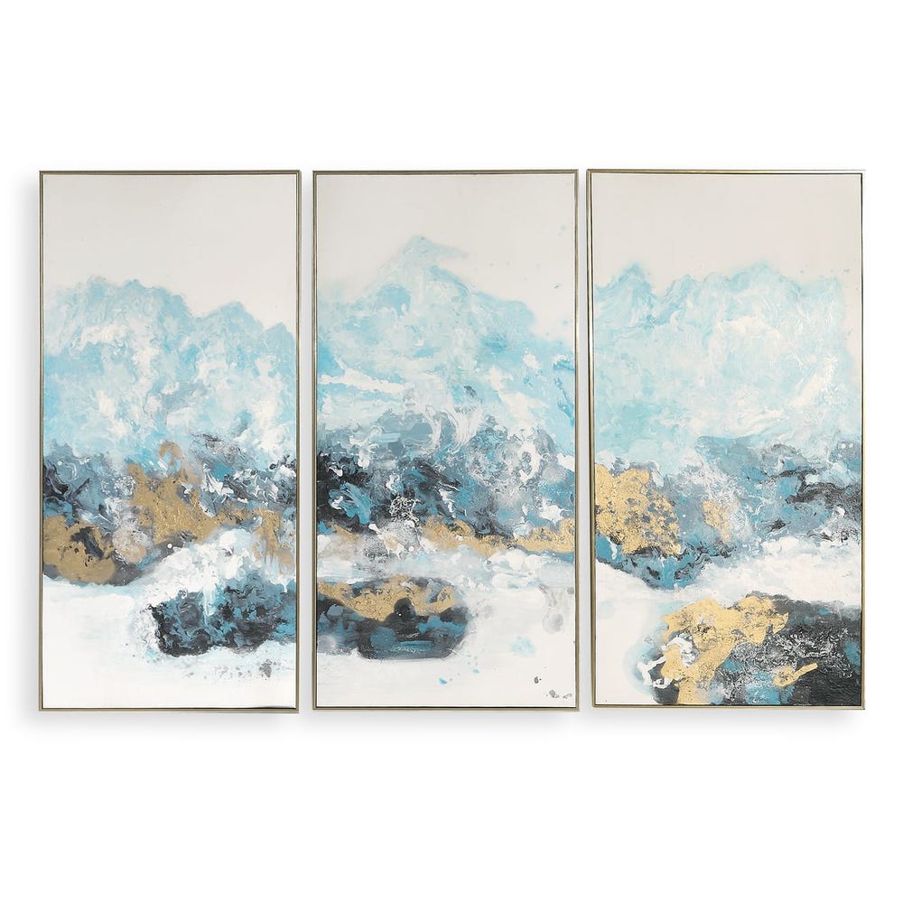 Crashing Waves Hand Painted Canvases, Set of 3