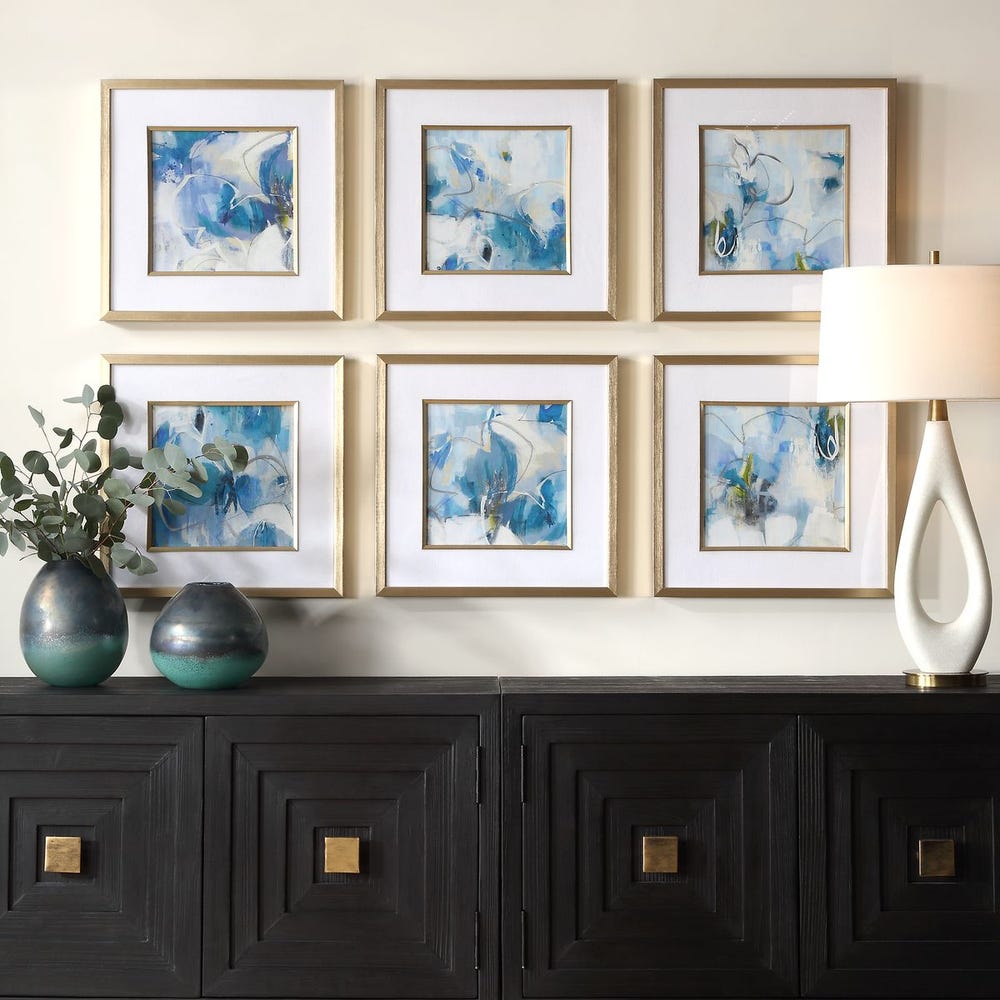 Fresh Start Framed Prints, Blue, Set of 6