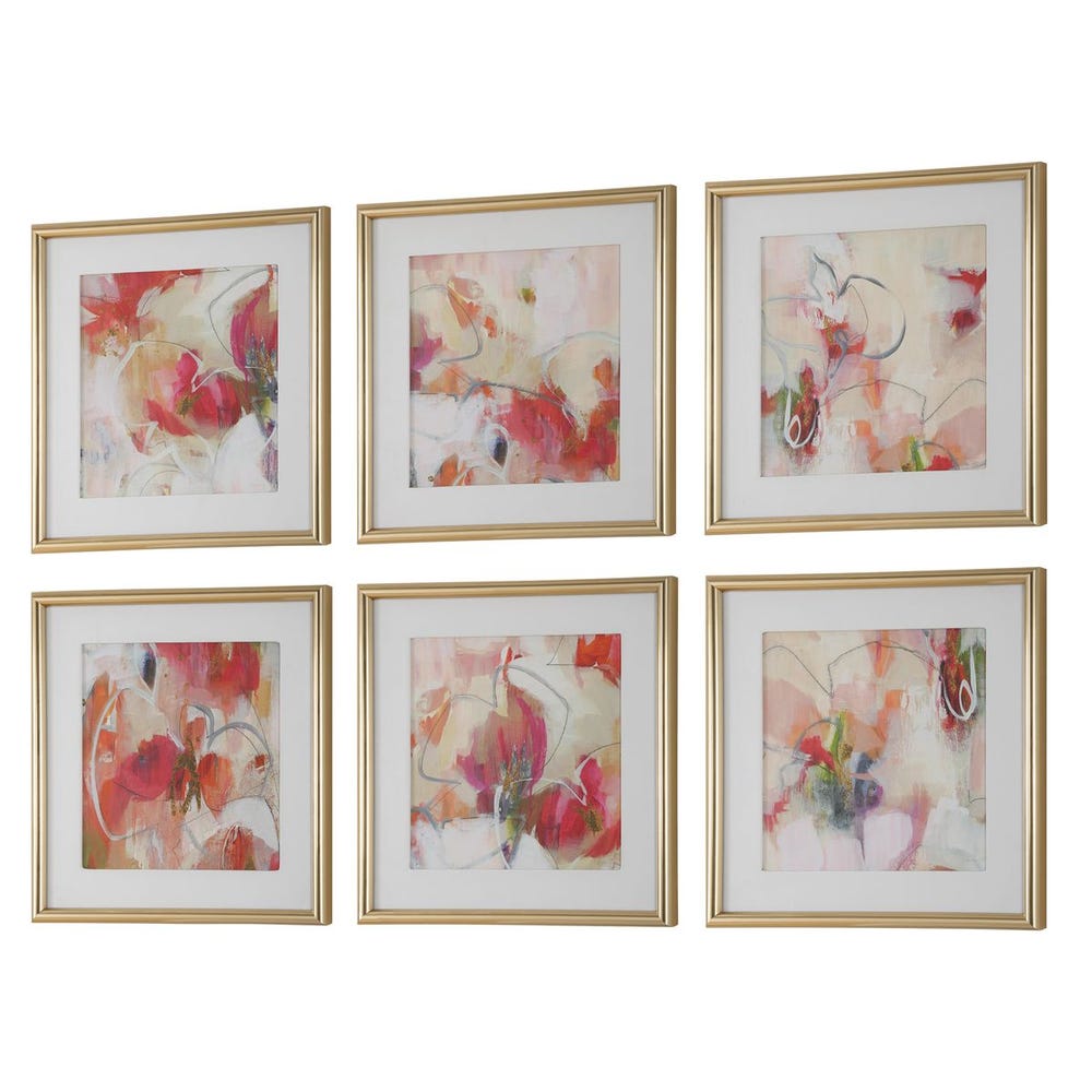 Fresh Start Framed Prints, Red, Set of 6