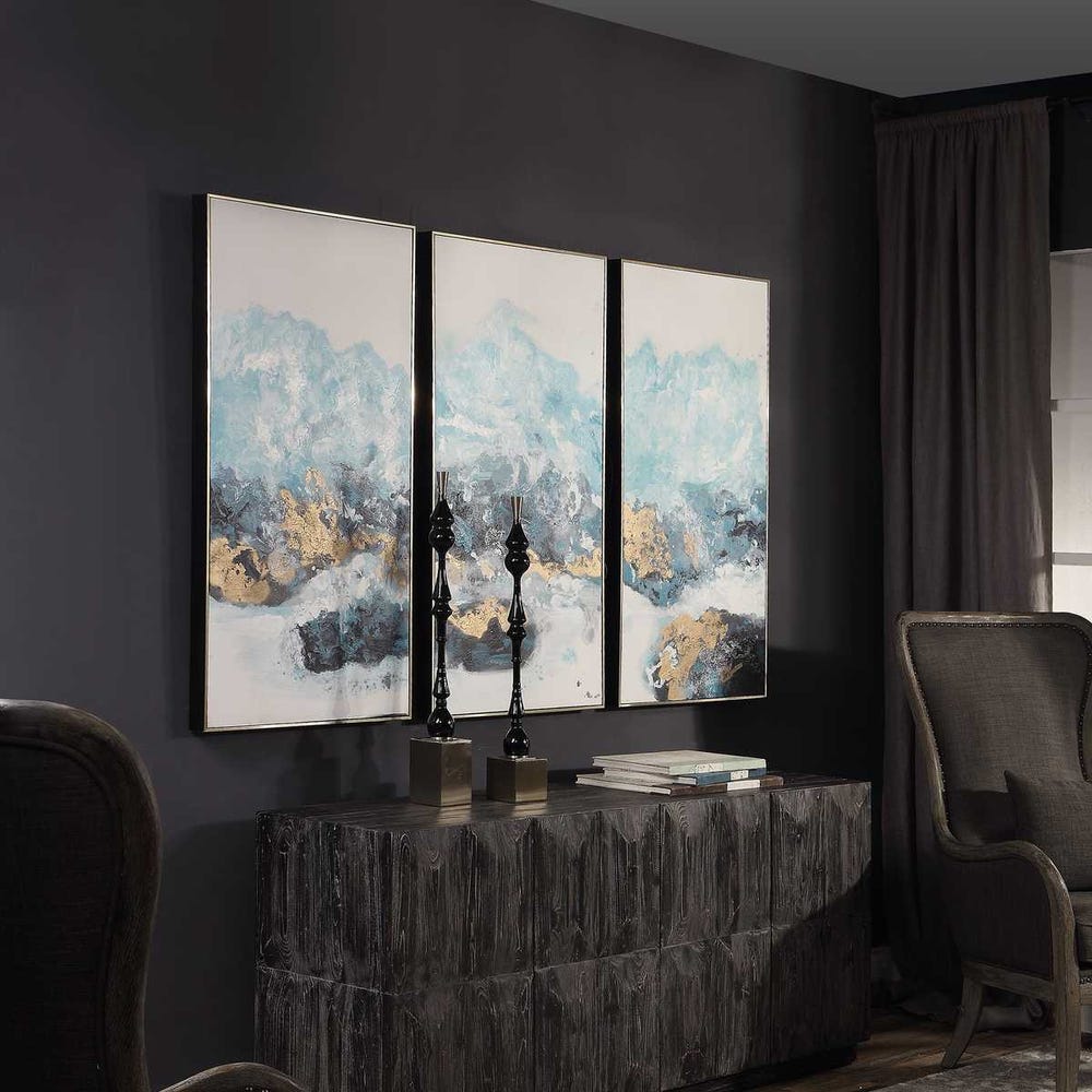 Crashing Waves Hand Painted Canvases, Set of 3