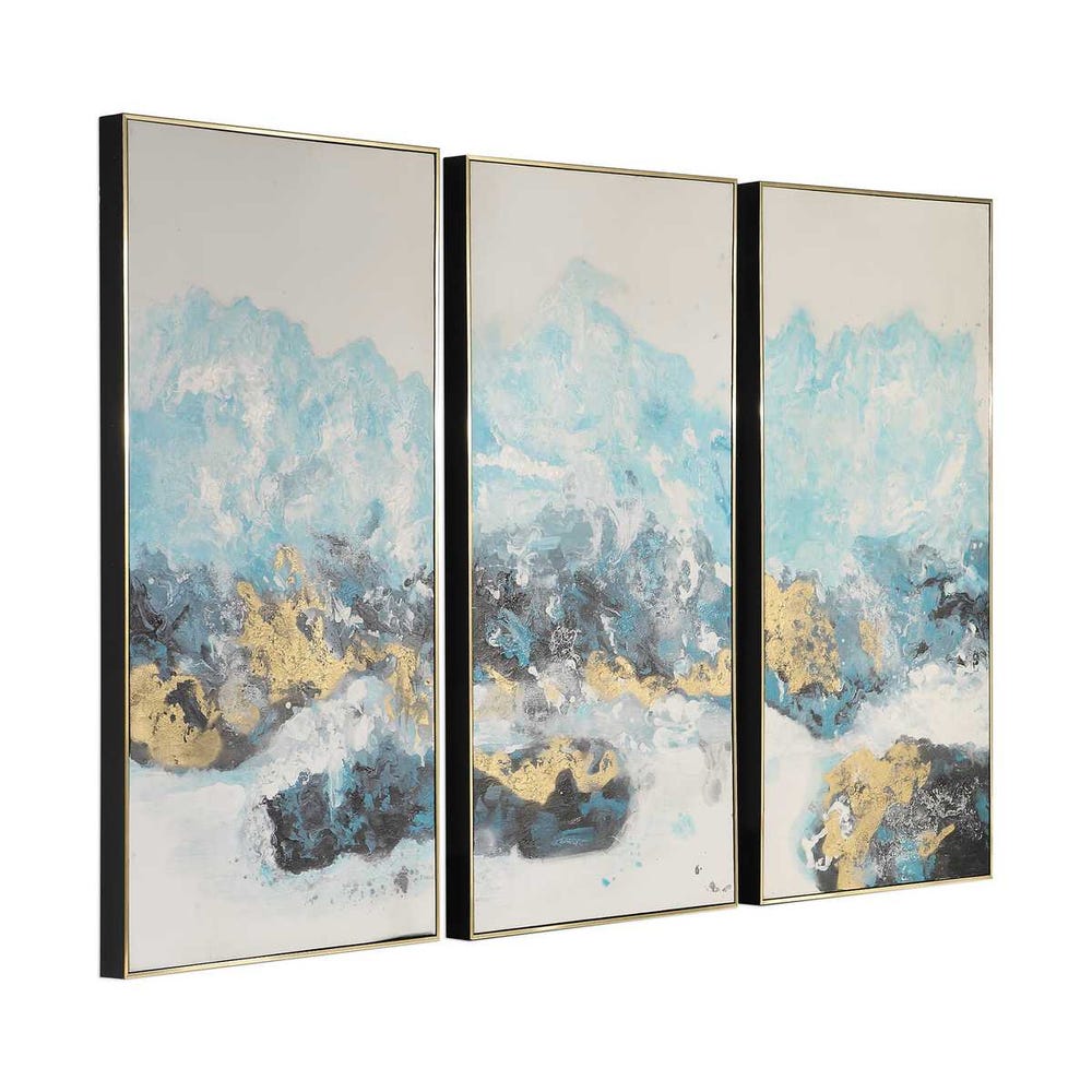 Crashing Waves Hand Painted Canvases, Set of 3