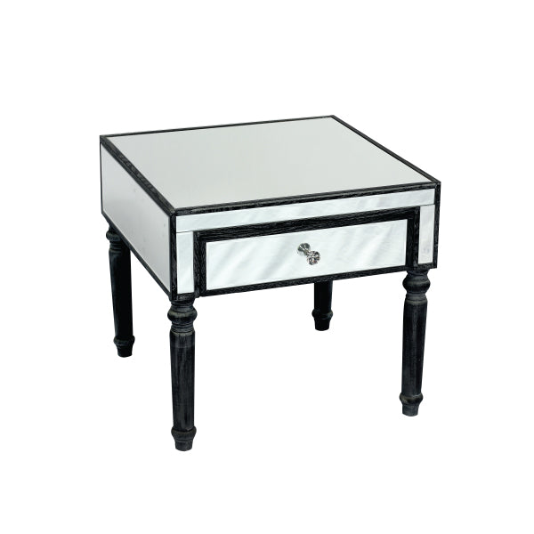 Adele Side Table Bevelled Glass Style in Black Colour